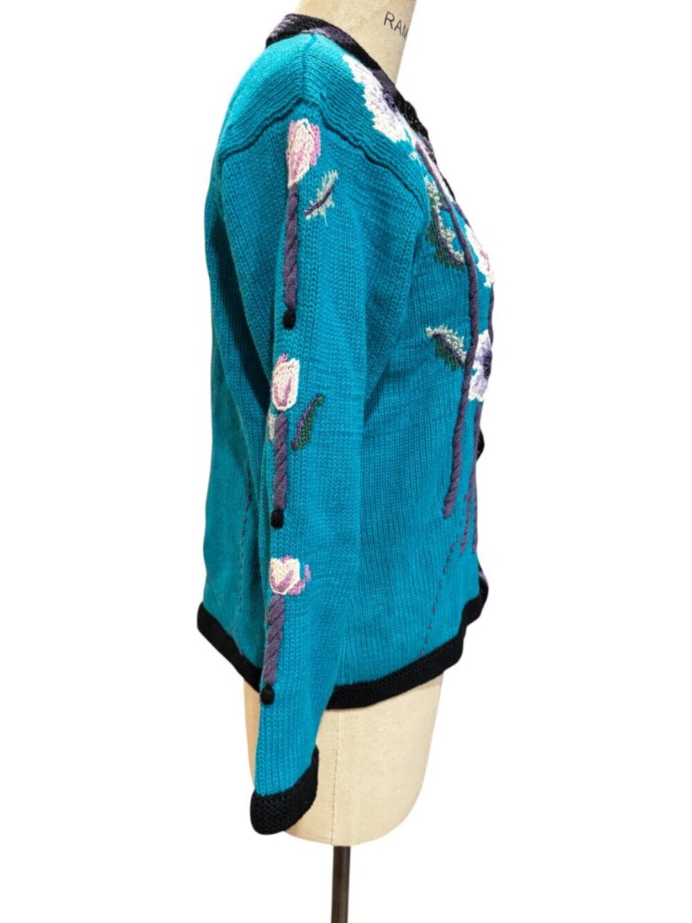 Vintage Storybook Knits Floral Cardigan Cottagecore Grandma Sweater M - Picture 5 of 7